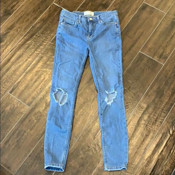 👖🌟 Free People Skinny Distressed Cropped Jeans - Size 26 - Picture 1 of 4